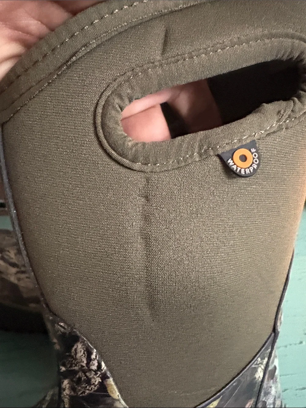 Bogs Kids Olive Green Camo Waterproof Pull-On Boots